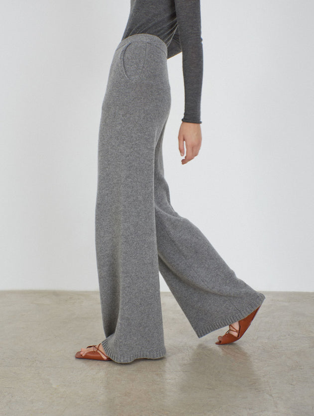 Cashmere Knitted Wide Pants Grey