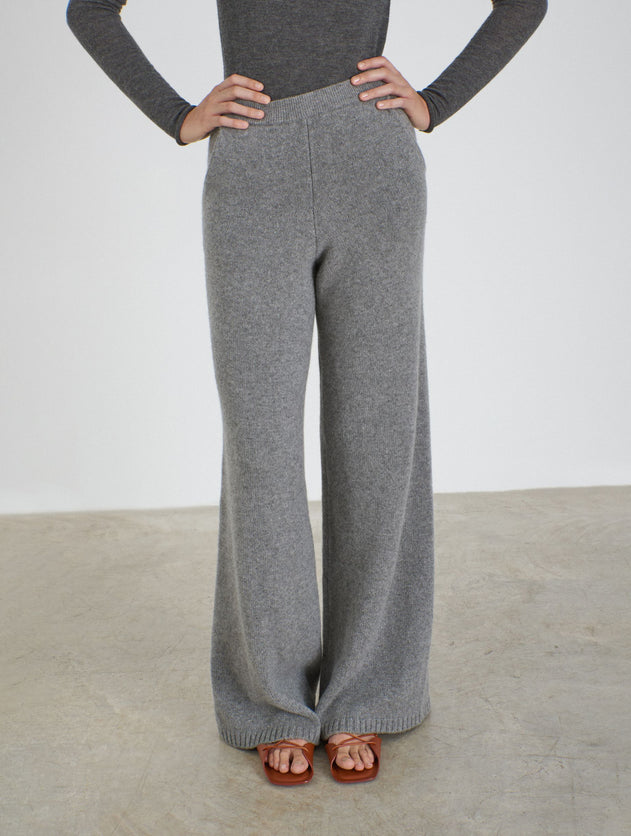 Cashmere Knitted Wide Pants Grey