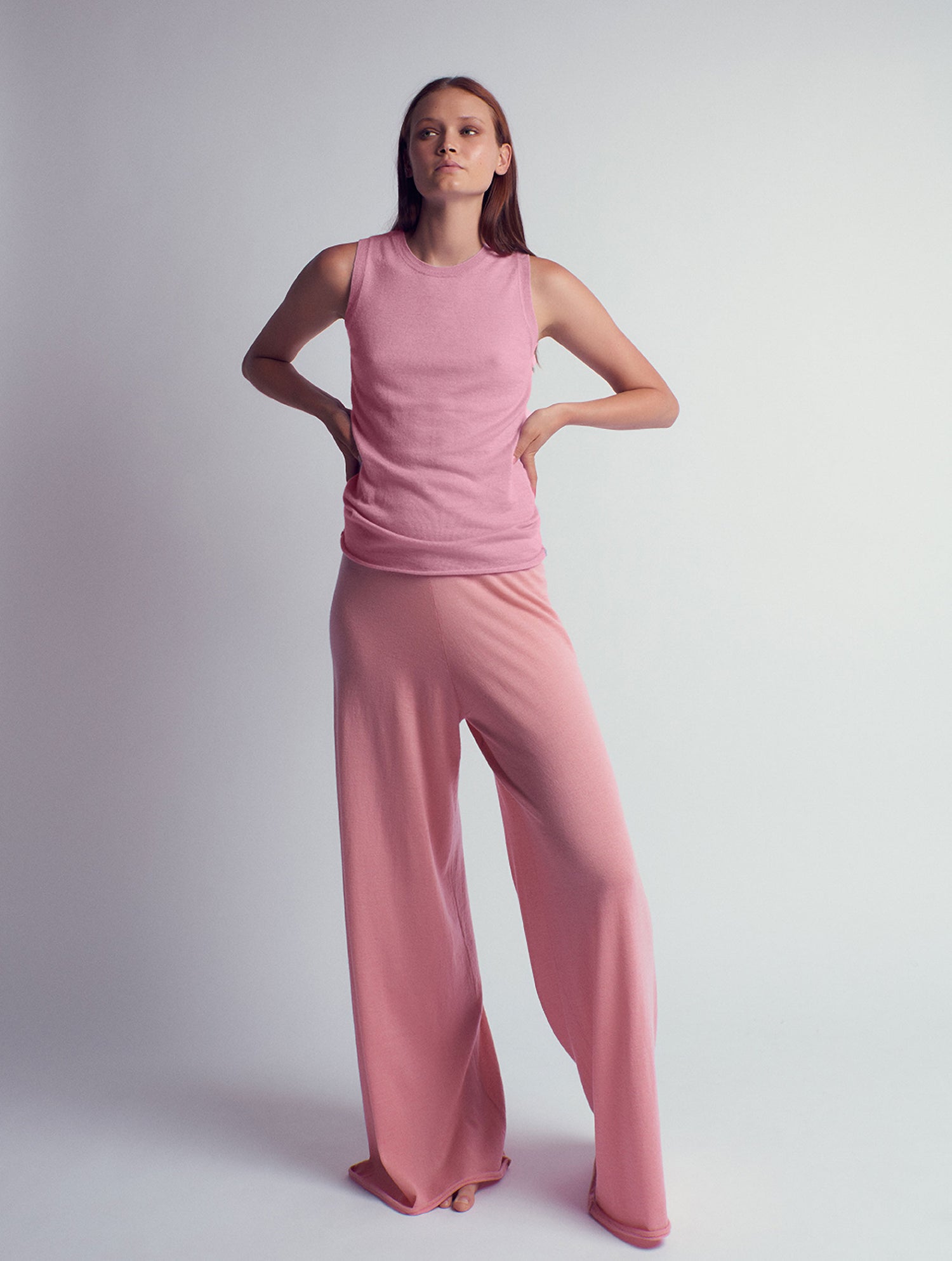 Alma Cashmere Knitted Sleeveless Top Pastel Pink