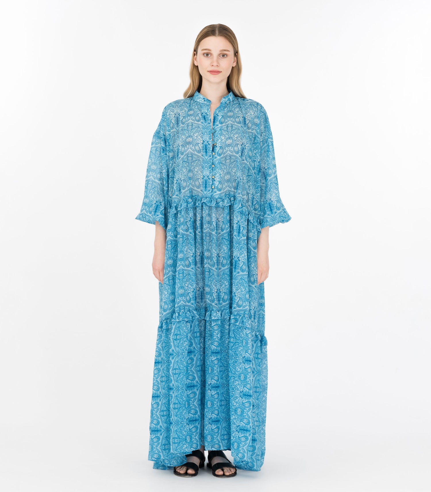 Aquarium Print Maxi Voluminous Dress