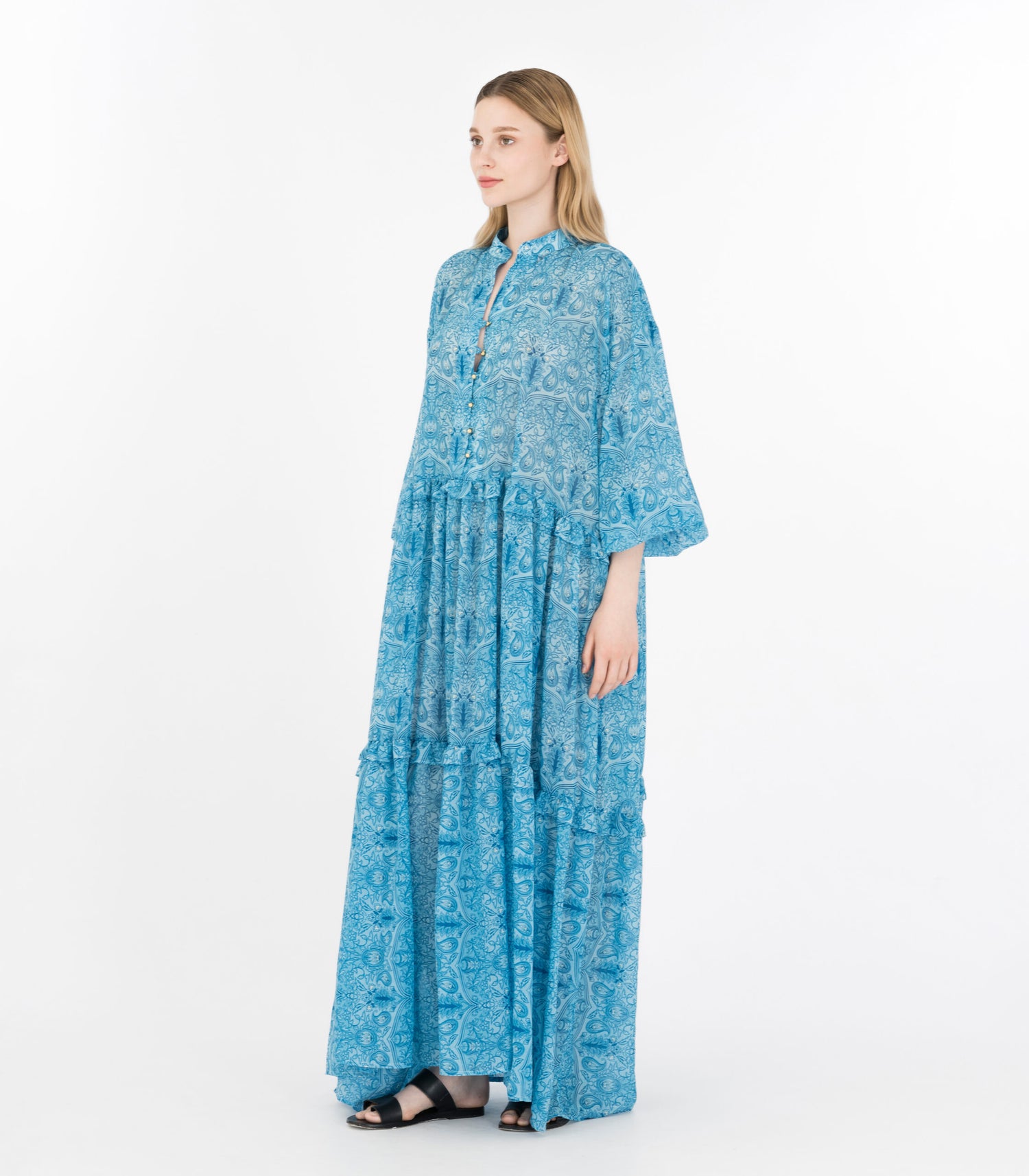 Aquarium Print Maxi Voluminous Dress