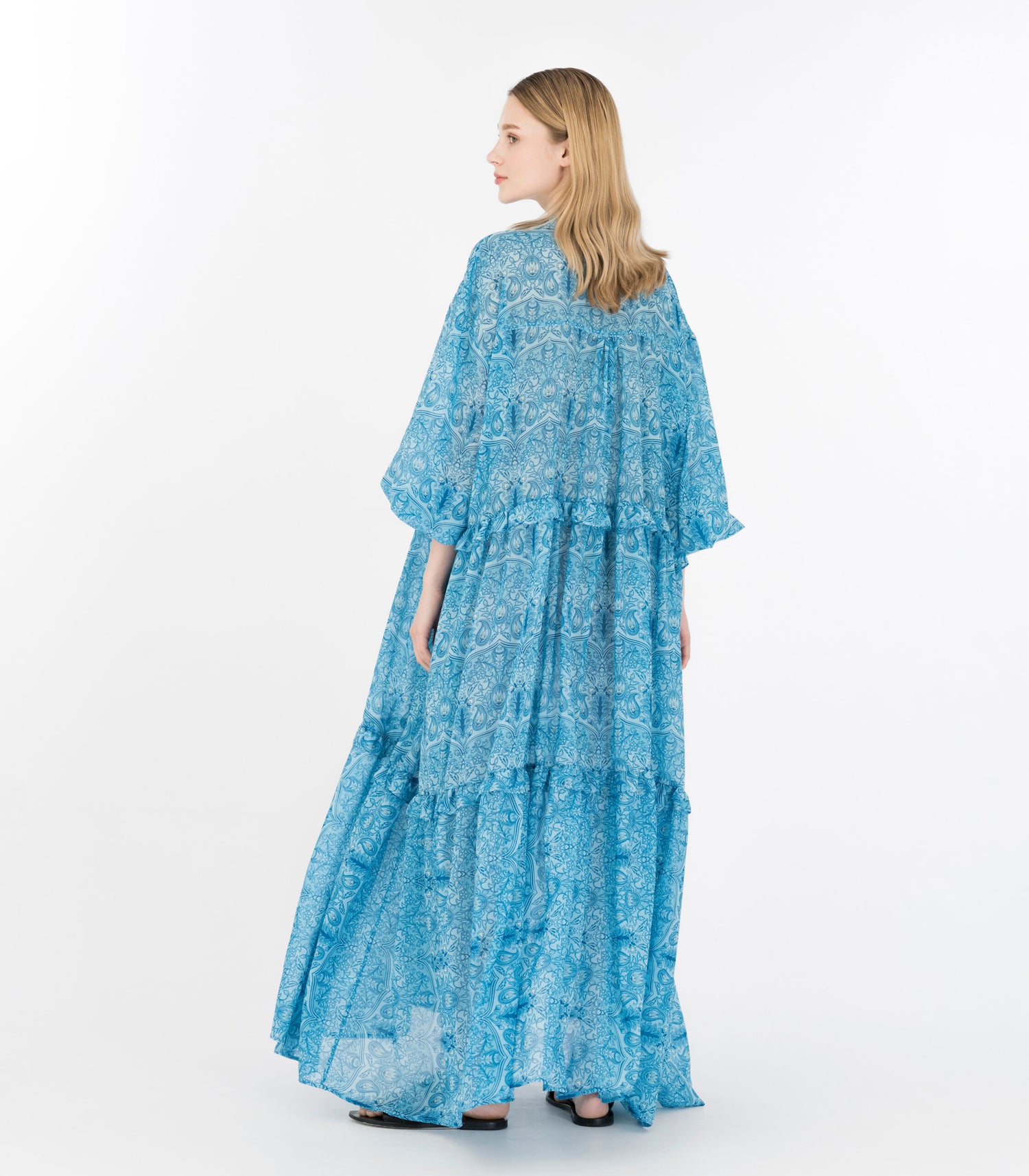 Aquarium Print Maxi Voluminous Dress