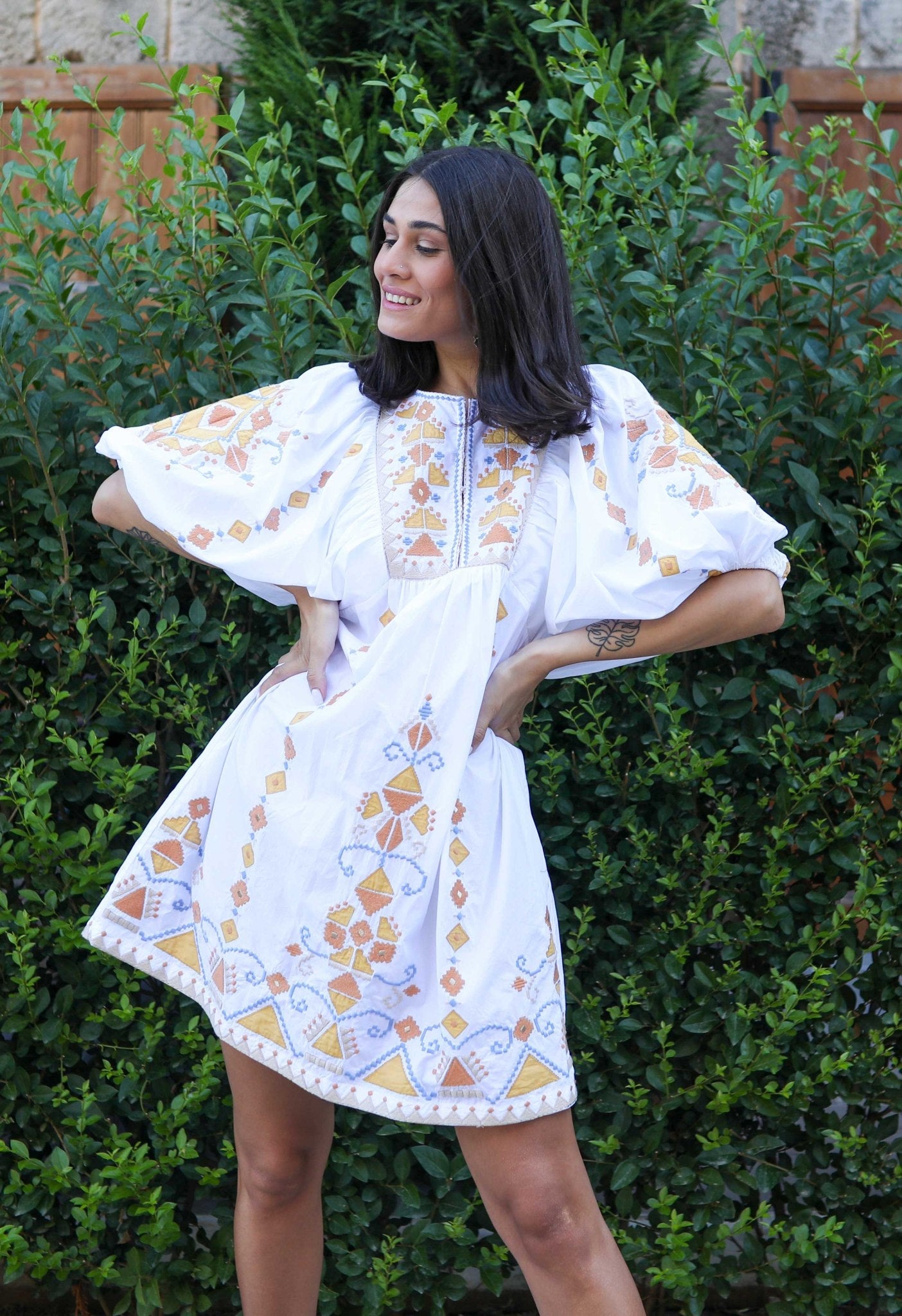 Tribal Moments Multi Colour Embroidery Applique Poplin Dress