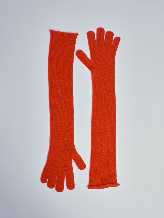 Tea Cashmere Knitted Gloves Orange