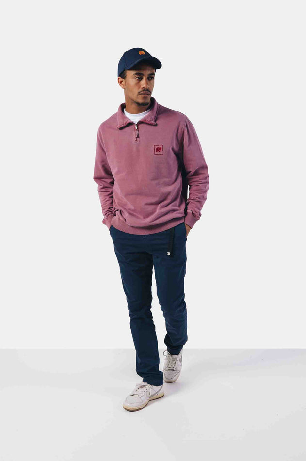 Men's Sauce Pigment Quarter Zip Sweater Garnacha Red