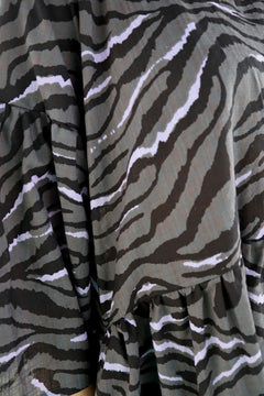 Lush Babydoll Dress Grey Zebra