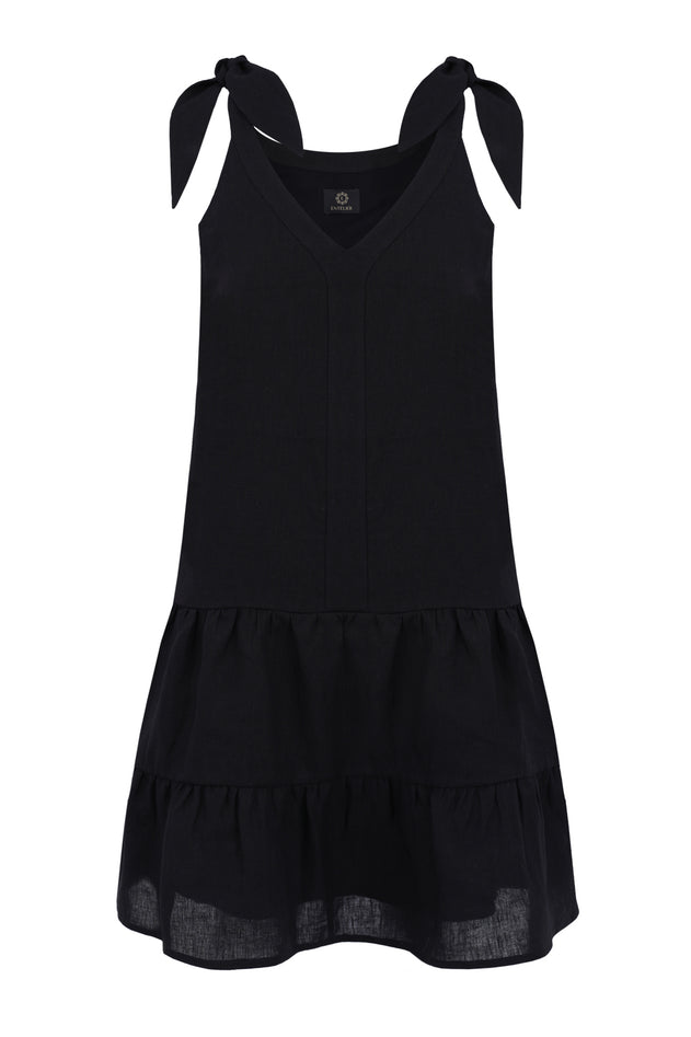 Enteliér Linen Tied Dress Black