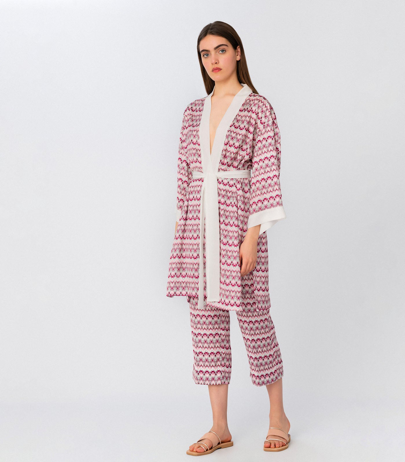Pink Fantasy Print Kimono