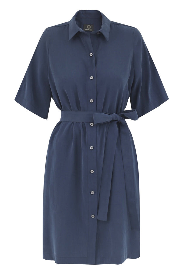 Soleil Cupro Dress Navy Blue
