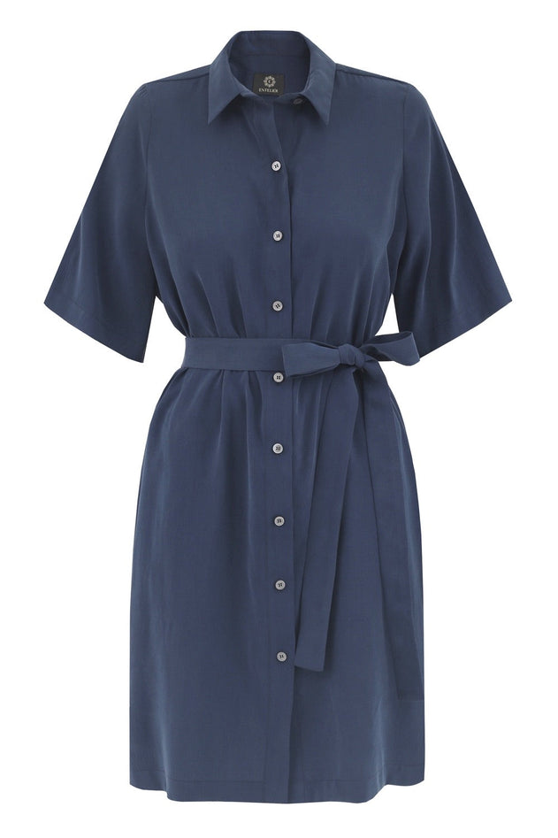 Soleil Cupro Dress Navy Blue