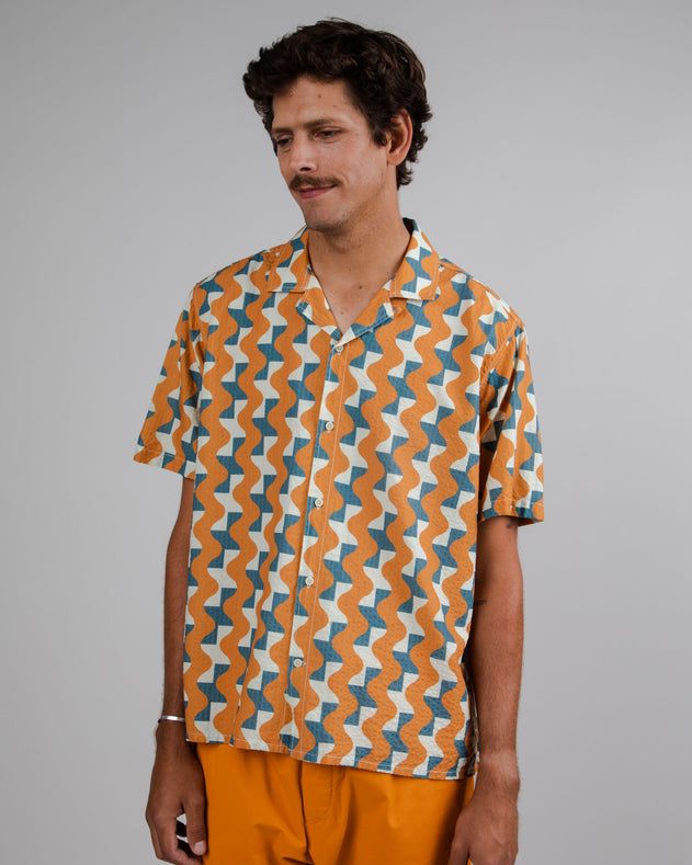 Aloha Big Tiles Shirt Ochre