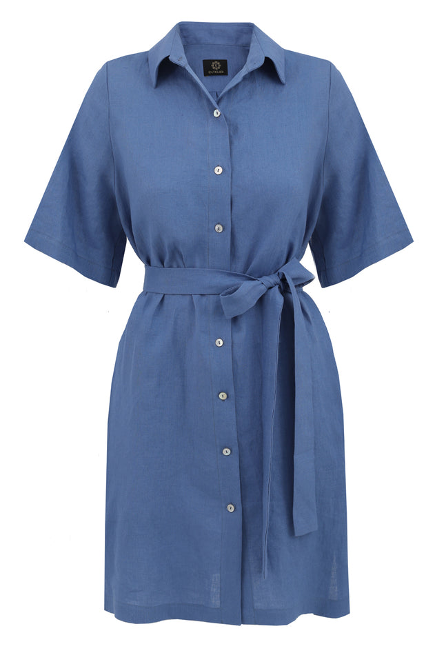 Soleil Linen Dress Blue