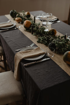Linen Tablecloth Charcoal