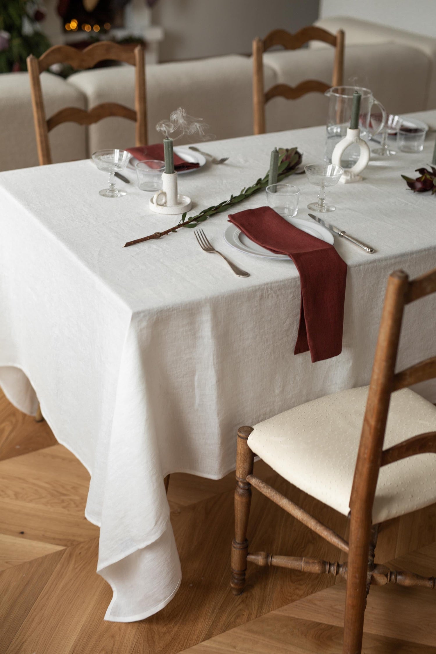 Linen Tablecloth White