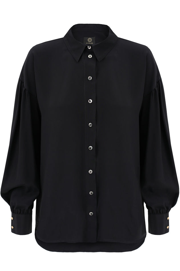 Enteliér Silk Shirt Black