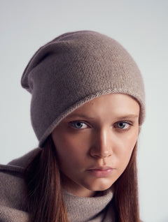 Cata Cashmere Knitted Beanie Brown