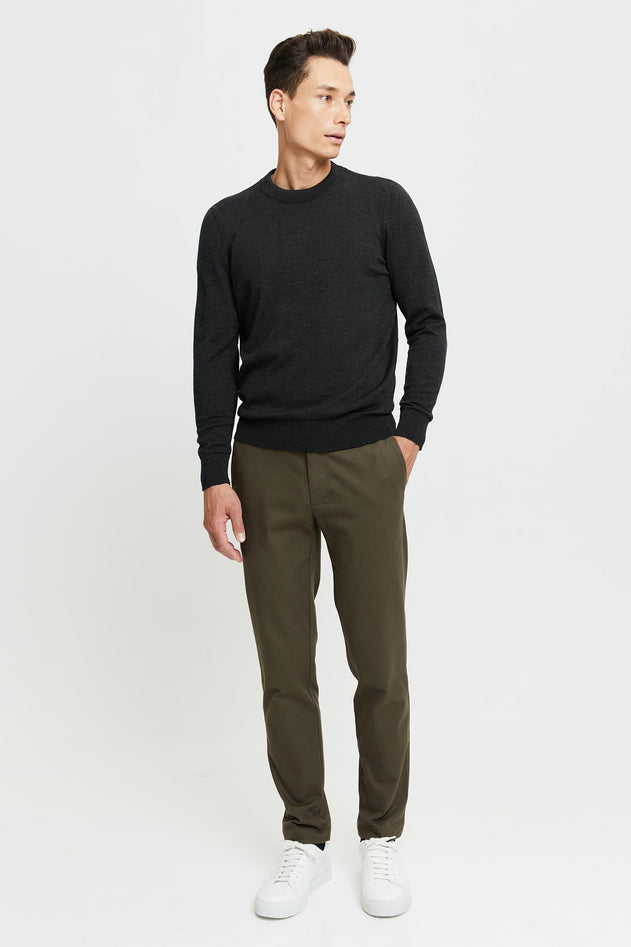 Daniel Extra Fine Merino Wool Pullover Anthracite