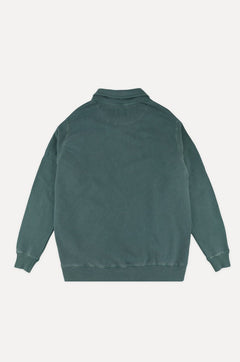 Sauce Loopback Pigment Dyed Half Zip Sweater Foliage Green