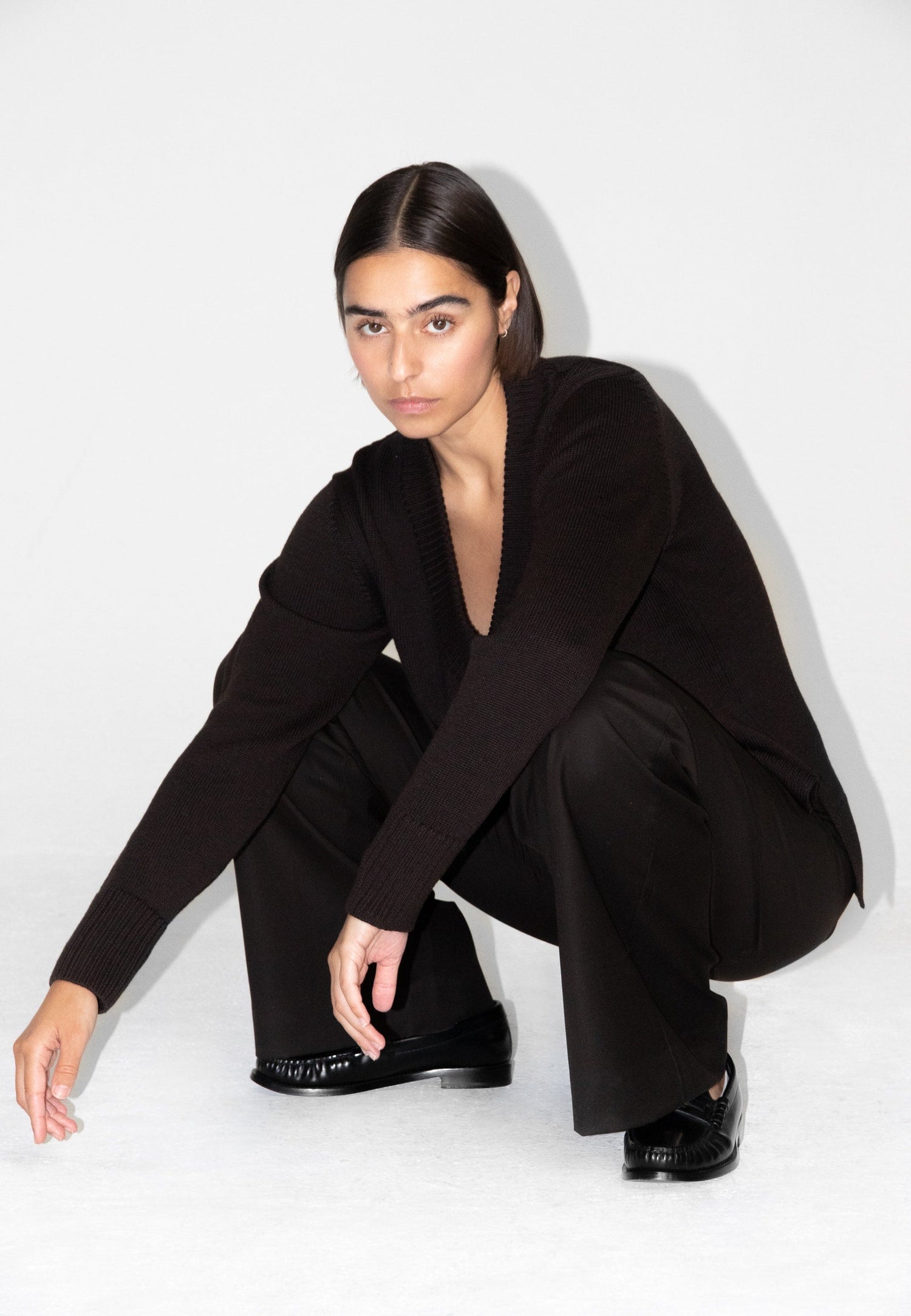 Merino V Neck Brown