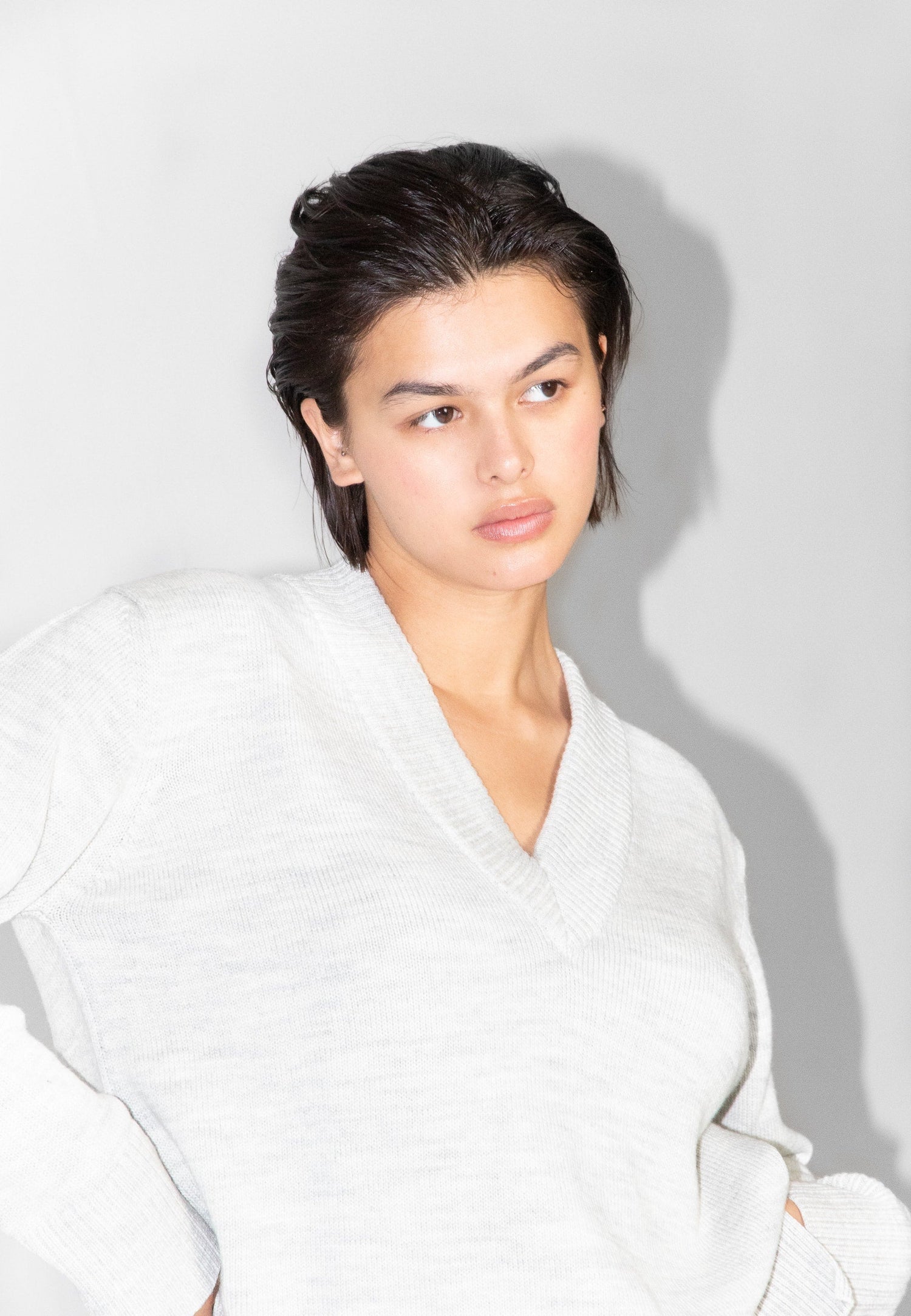 Merino V Neck Grey