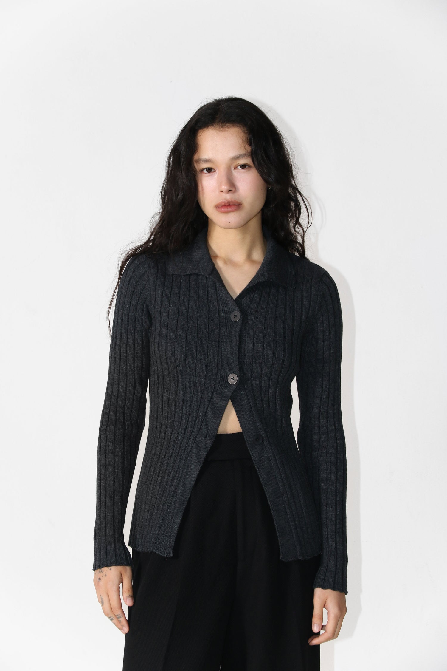 Merino Polo Cardigan Antra