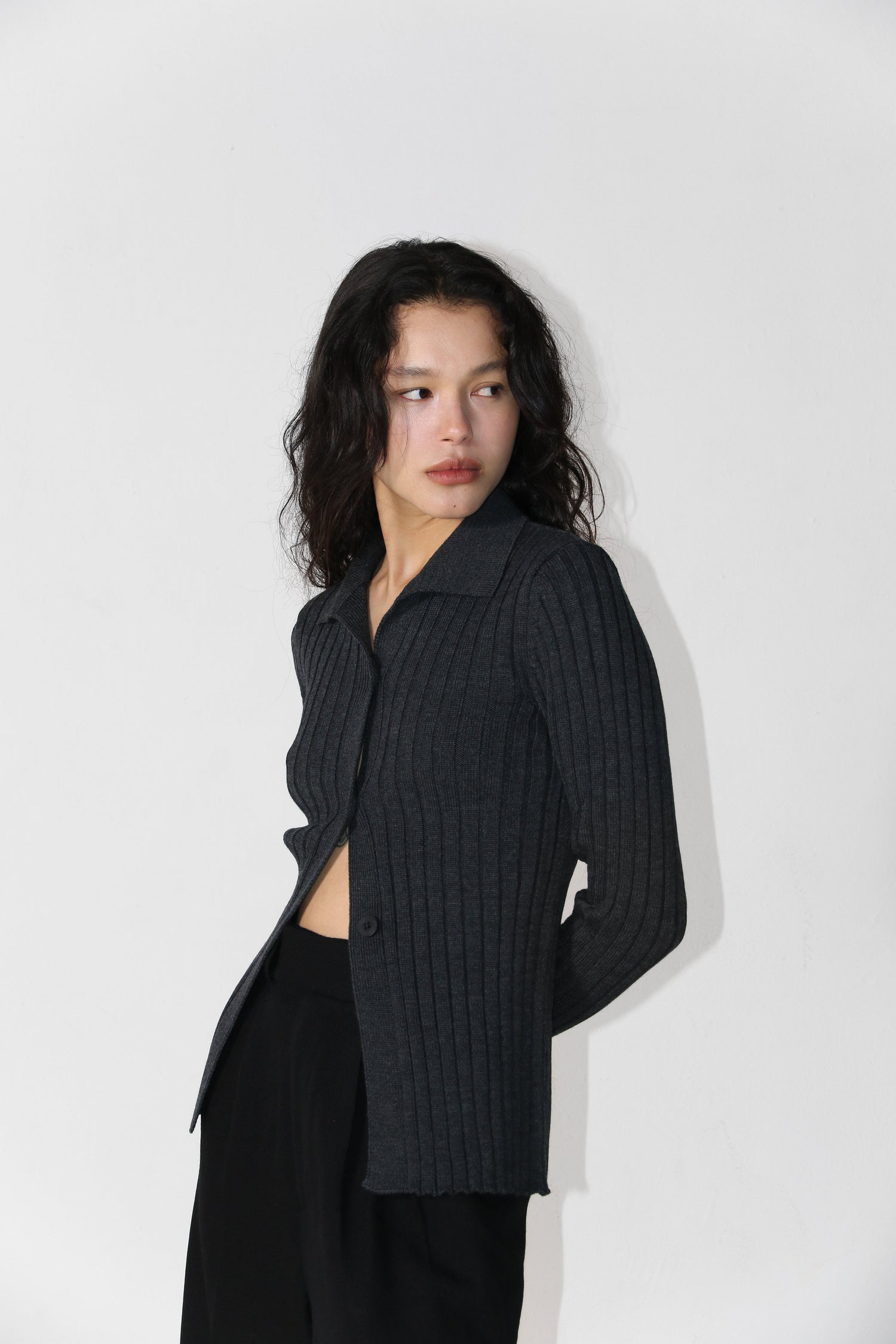 Merino Polo Cardigan Antra