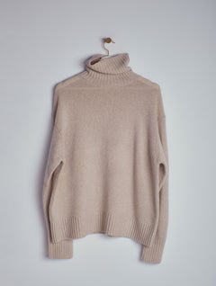 Ada Cashmere Knitted Turtleneck Sweater Ecru