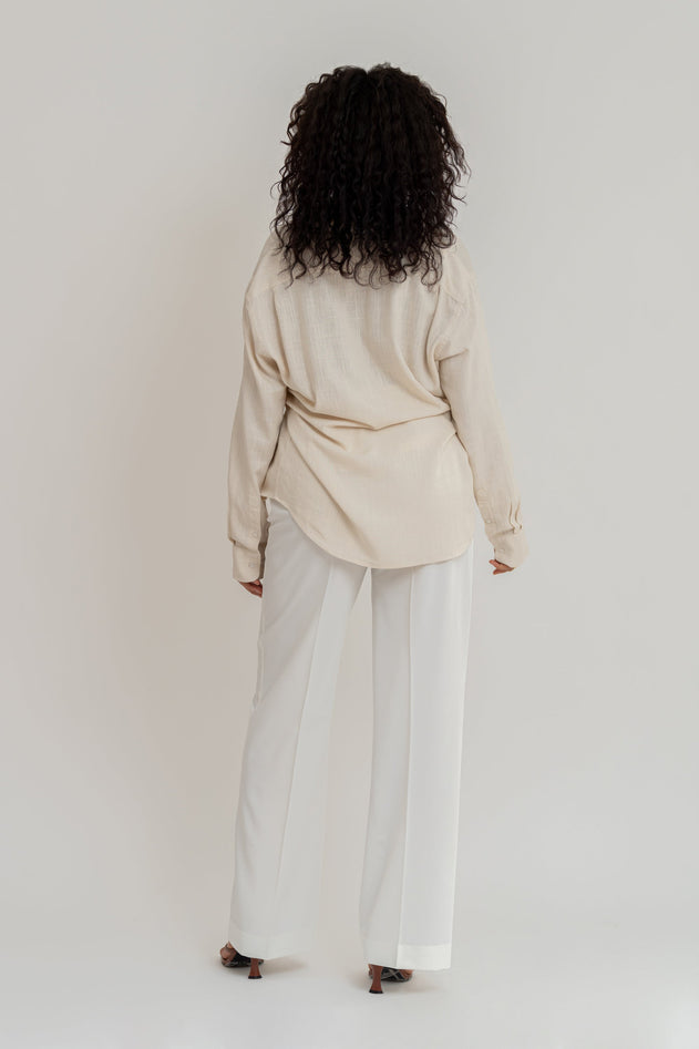 Miles Viscose Linen Shirt Beige