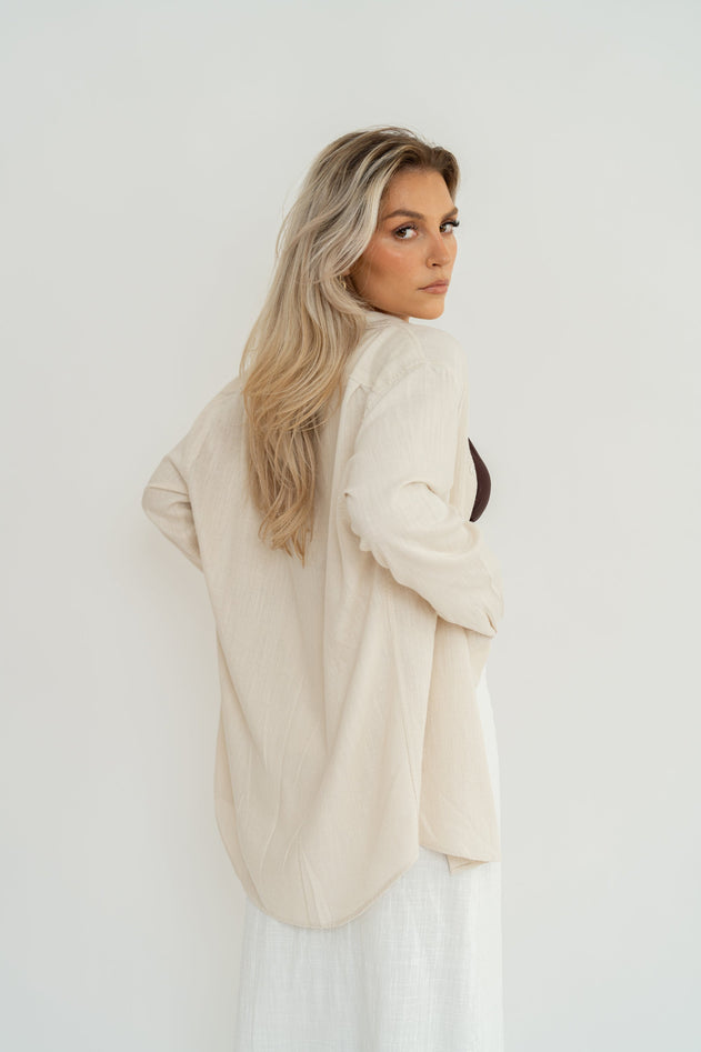 Miles Viscose Linen Shirt Beige