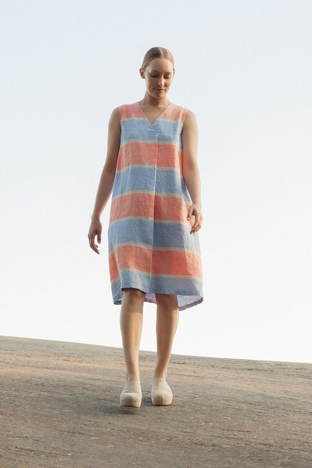 Ankkuri Linen Dress Orange Stripes