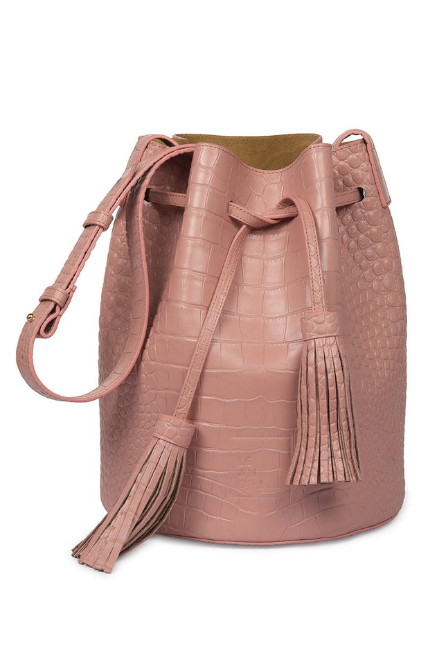 Leandra Bucket Bag Croco Soft Pink