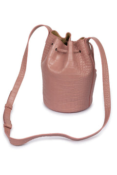 Leandra Mini Bucket Bag Croco Soft Pink