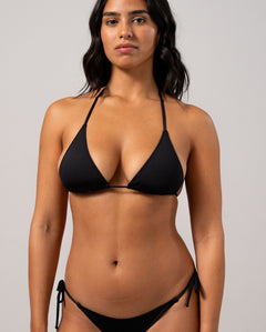 Strappy Triangle Bikini Top Black