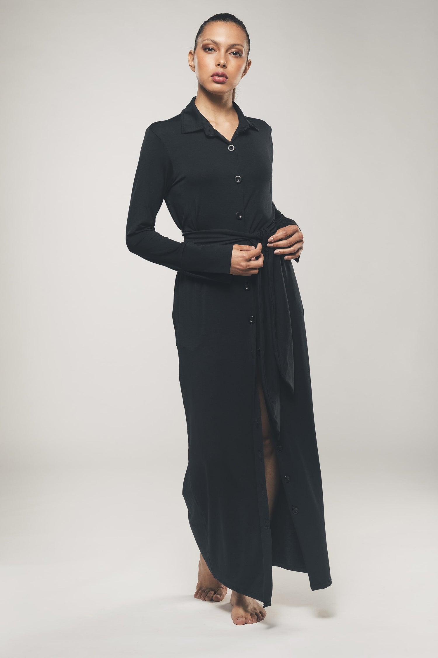 Maxi Shirt Dress Black