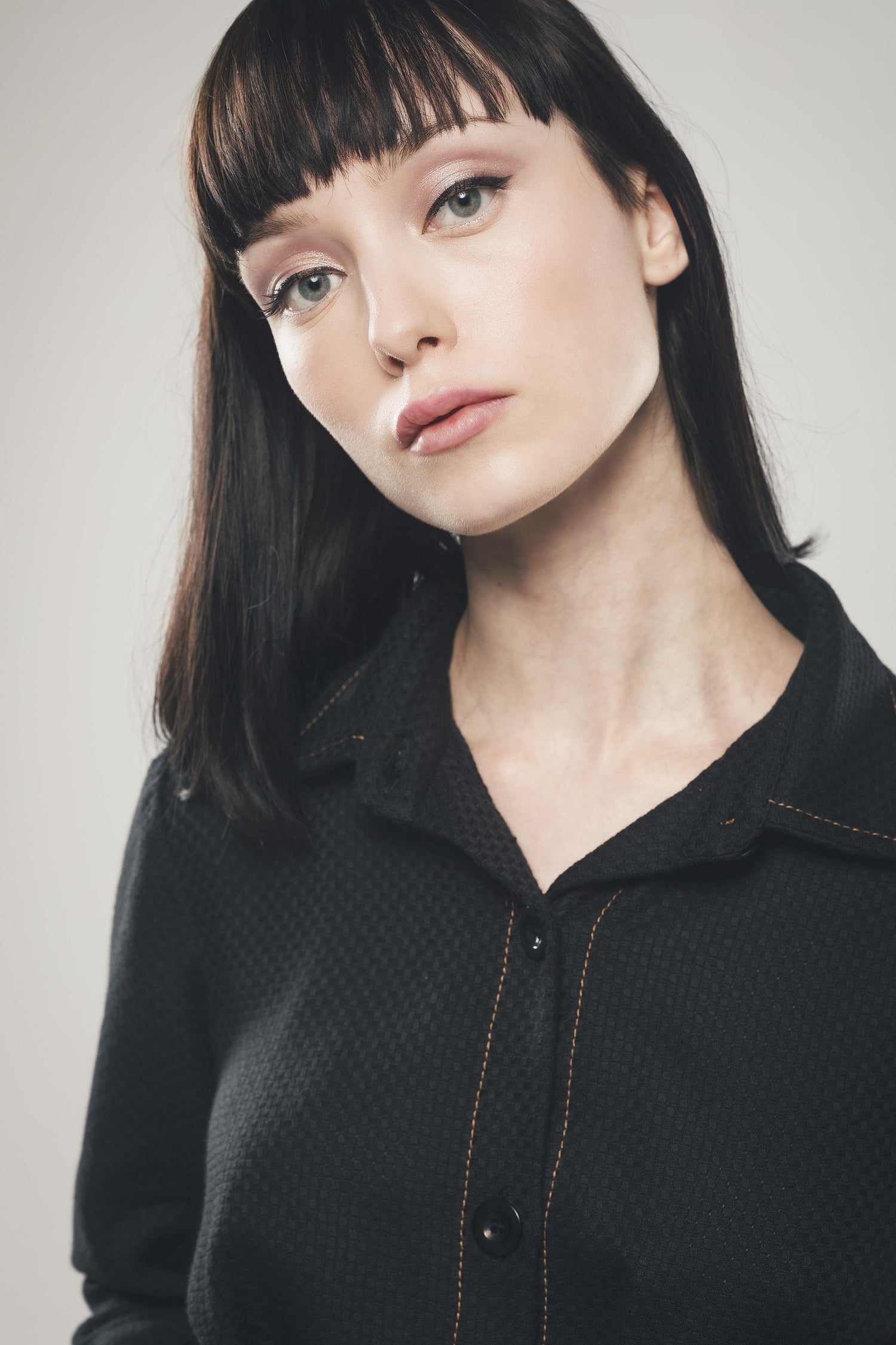 Structured Shirt Dress in Black