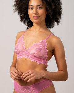 Lace Triangle Bralette Candy Pink