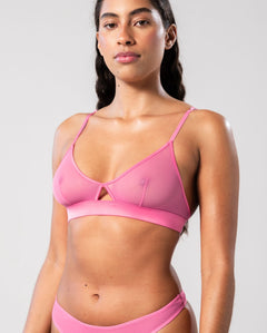 Mesh Cut-Out Triangle Bralette Candy Pink