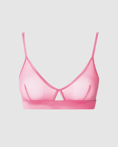 Mesh Cut-Out Triangle Bralette Candy Pink