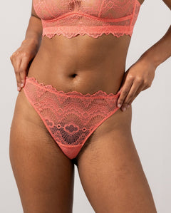 Lace Thong Coral/Sand