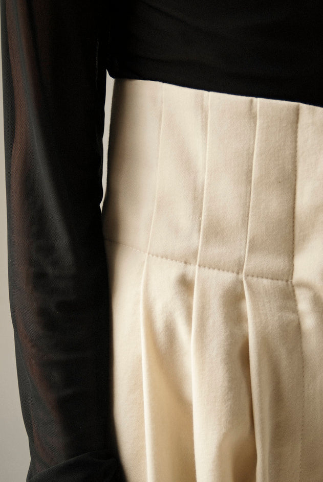 Cream Vintage Wool Wide Leg Pants