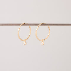 Diamond Hoop Charms Solid Gold