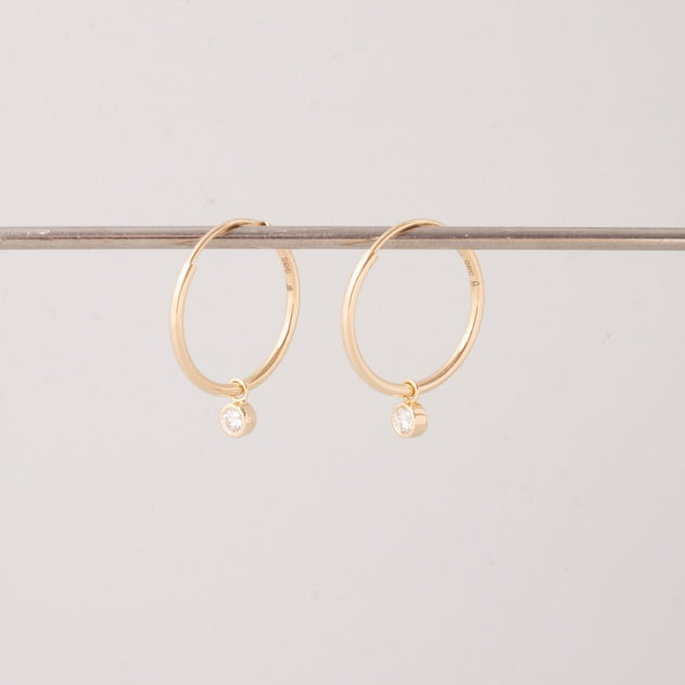 Diamond Hoop Charms Solid Gold