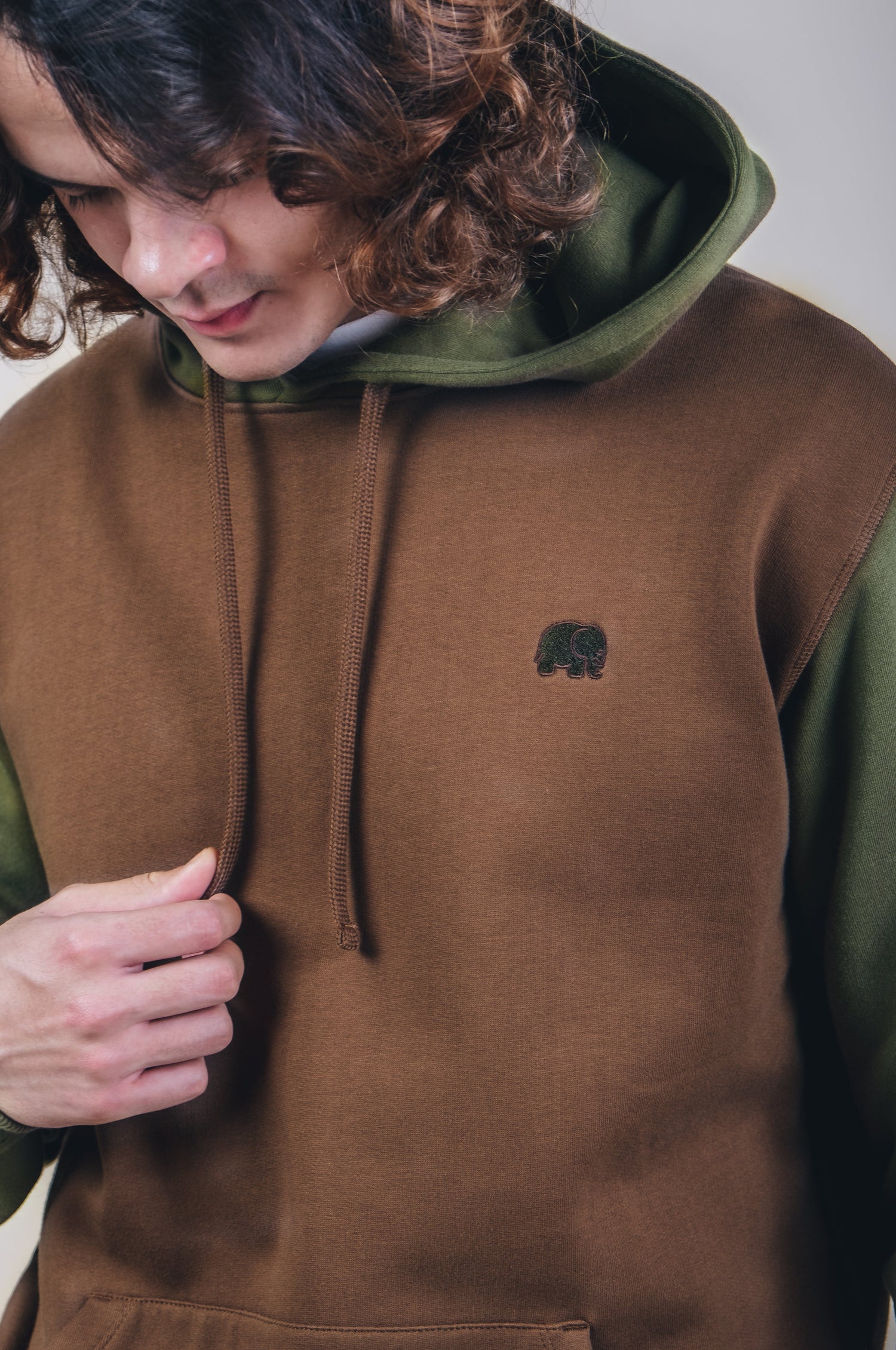 Color Block Hoodie Olive Woods