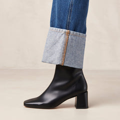 Watercolor Vegan Leather Ankle Boots Black