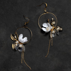 Delicate Floral Moon Earrings