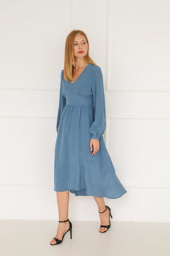 Blue Silk Maxi Dress
