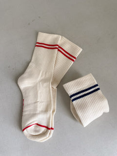Navy Sporty Socks White