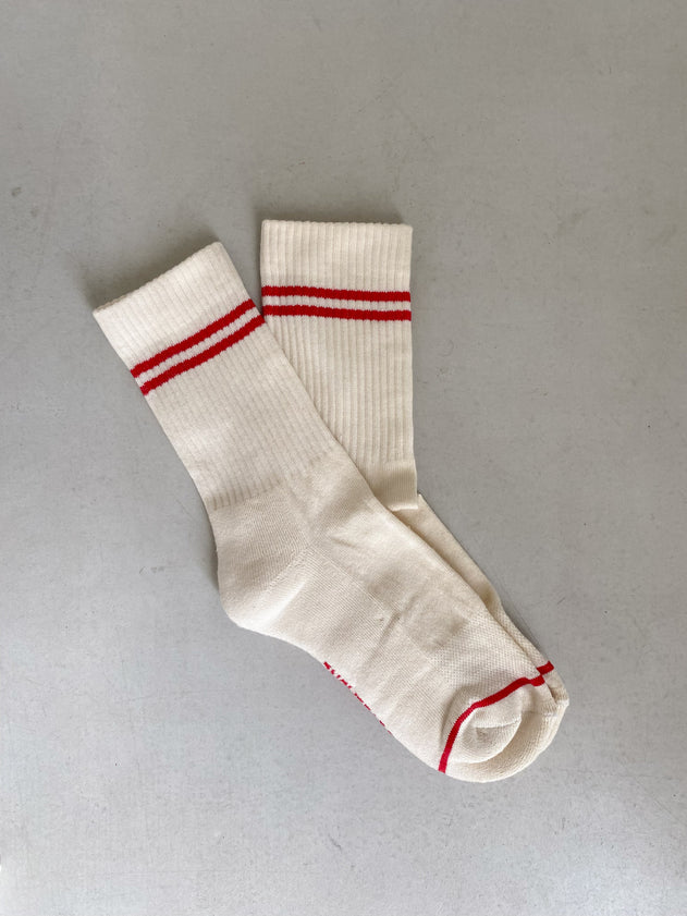 Red Sporty Socks White