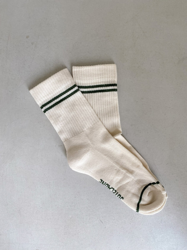 Green Sporty Socks White