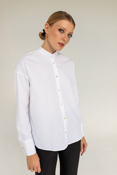 Shirt With A Stand-up Collar White